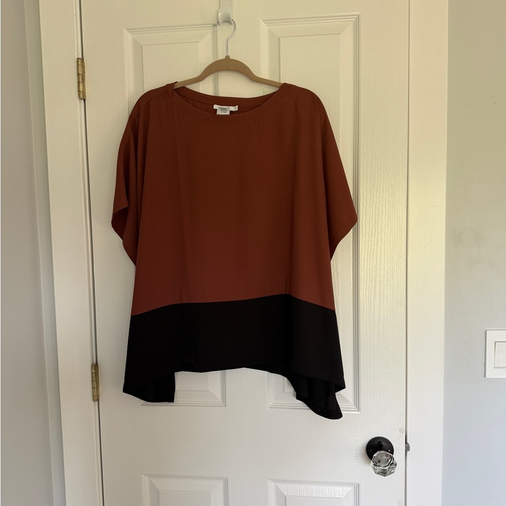 Chico's Brown and Black Colorblock Poncho NWOT